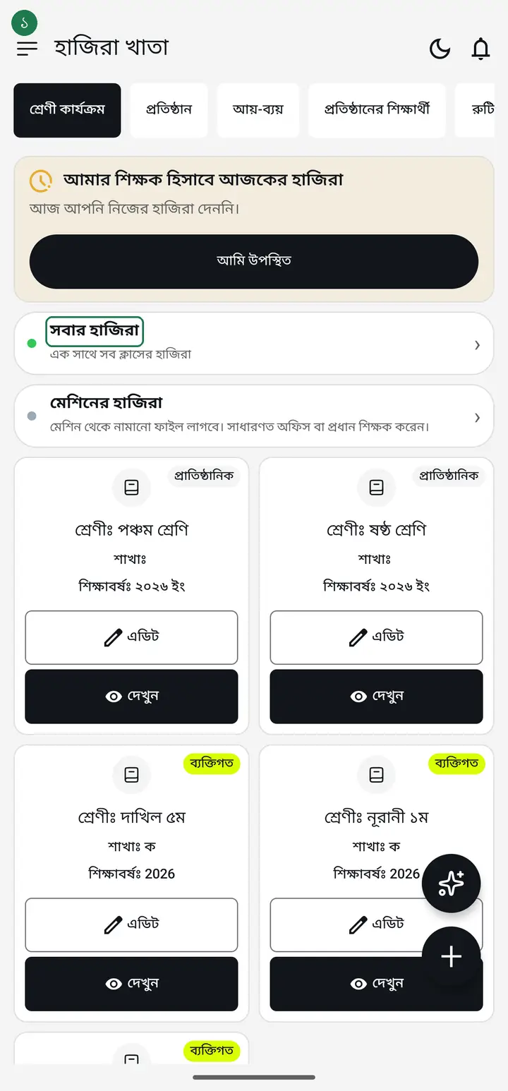 সবার হাজিরা ঘর চিহ্নিত