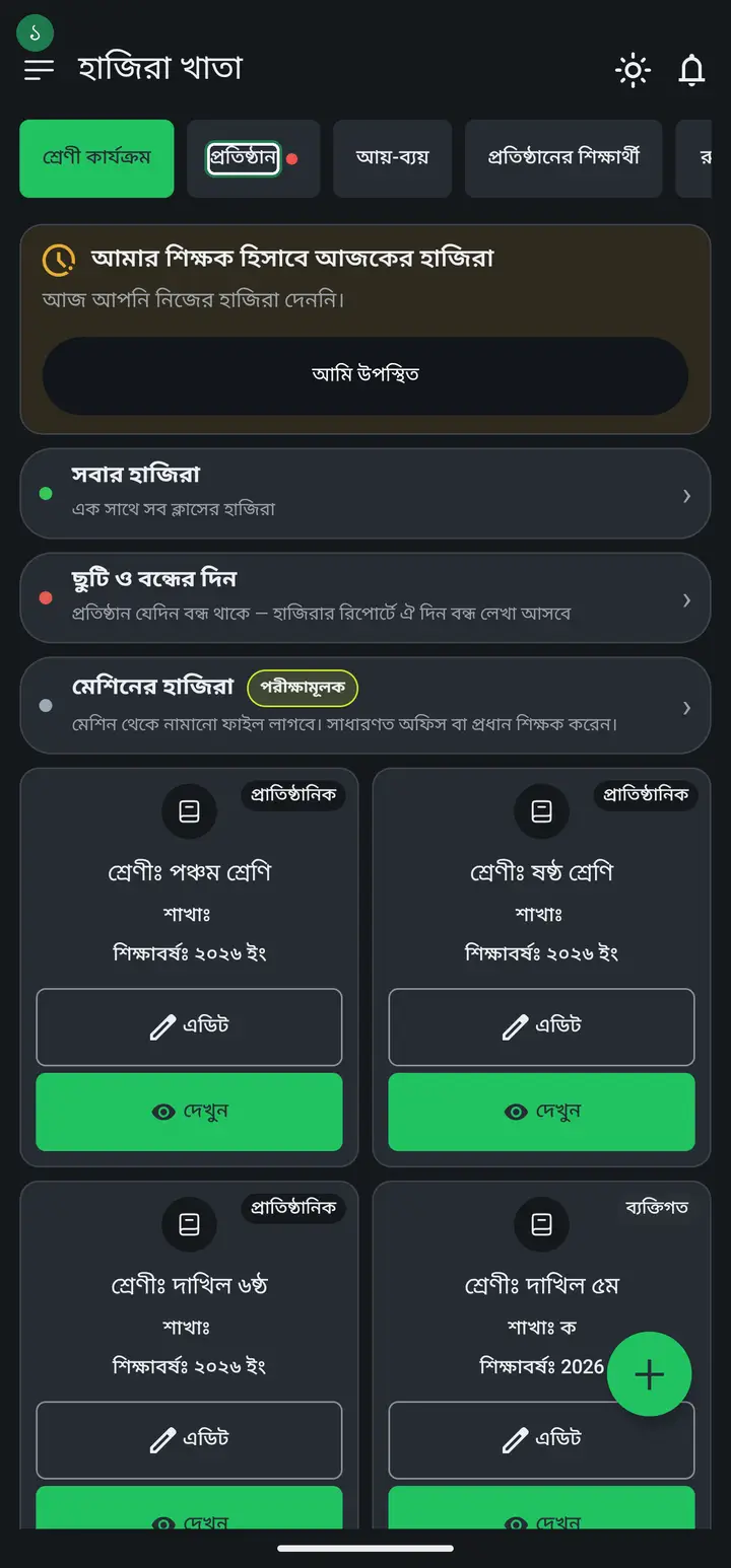 প্রতিষ্ঠান ট্যাব চিহ্নিত